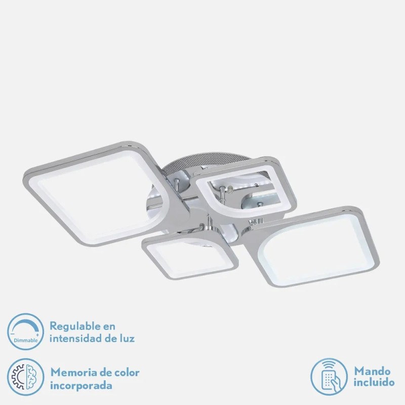 Plafon 86w 3000-4000-6500k Cromo Elara 9x76x46 Cm 11610Lm Regulable, Memoria y C. Remoto Plafon 86w 3000-4000-6500k Cromo Elara 9x76x46 Cm 11610Lm Regulable, Memoria y C. Remoto