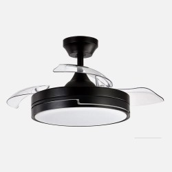 Ventilador Dc 48w Olimpia Negro 3aspas 91d 4800lm 6vel 3000k,4500k,6000k, Remoto+temporizador+memoria