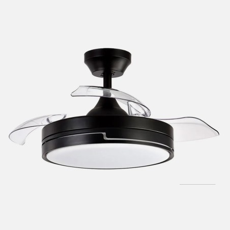 Ventilador Dc 48w Olimpia Negro 3aspas 91d 4800lm 6vel 3000k,4500k,6000k, Remoto+temporizador+memoria