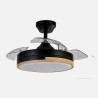 Ventilador Dc 48w Olimpia Negro/madera 3aspas 91d 4800 Lm 6vel 3000k,4500k,6000k, remoto+temporizador+memoria