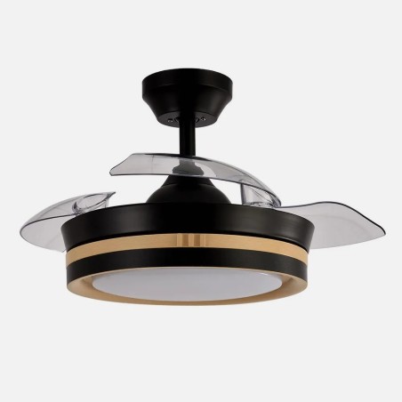 Ventilador Dc Viper Negro/madera 48w 3aspas 91d 4800lm 6vel 3000k,4500k,6000k, Remoto+temporizador+memoria