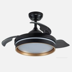 Ventilador Dc Nalon 48w Negro/oro 3aspas 91d 4800lm 6vel 3000k,4500k,6000k Remoto+memoria+temporizador