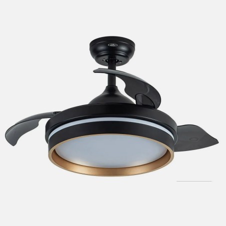 Ventilador Dc Nalon 48w Negro/oro 3aspas 91d 4800lm 6vel 3000k,4500k,6000k Remoto+memoria+temporizador