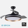 Ventilador Dc Nalon 48w Negro/oro 3aspas 91d 4800lm 6vel 3000k,4500k,6000k Remoto+memoria+temporizador