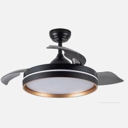 Ventilador Dc Nalon 48w Negro/oro 3aspas 91d 4800lm 6vel 3000k,4500k,6000k Remoto+memoria+temporizador