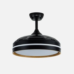 Ventilador Dc Nalon 48w Negro/madera oscura 3aspas 91d 4800lm 3000-4500-6000k Remoto+memoria+temporizador