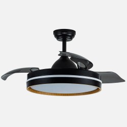 Ventilador Dc Nalon 48w Negro/madera oscura 3aspas 91d 4800lm 3000-4500-6000k Remoto+memoria+temporizador