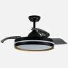 Ventilador Dc Nalon 48w Negro/madera oscura 3aspas 91d 4800lm 3000-4500-6000k Remoto+memoria+temporizador