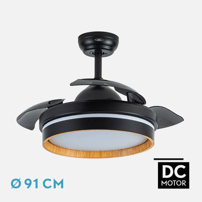 Ventilador Dc Nalon 48w Negro/madera oscura 3aspas 91d 4800lm 3000-4500-6000k Remoto+memoria+temporizador Ventilador Dc Nalon 48w Negro/madera oscura 3aspas 91d 4800lm 3000-4500-6000k Remoto+memoria+temporizador