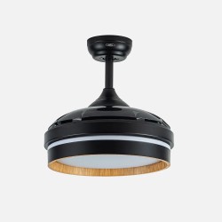 Ventilador Dc Nalon 48w Negro/madera oscura 3aspas 91d 4800lm 3000-4500-6000k Remoto+memoria+temporizador