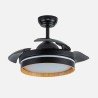 Ventilador Dc Nalon 48w Negro/madera oscura 3aspas 91d 4800lm 3000-4500-6000k Remoto+memoria+temporizador