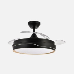 Ventilador Dc Tempano Negro/oro 72w 3aspas 107d 7200lm 6vel 3000k,4500k,6000k, Remoto+temporizador+memoria