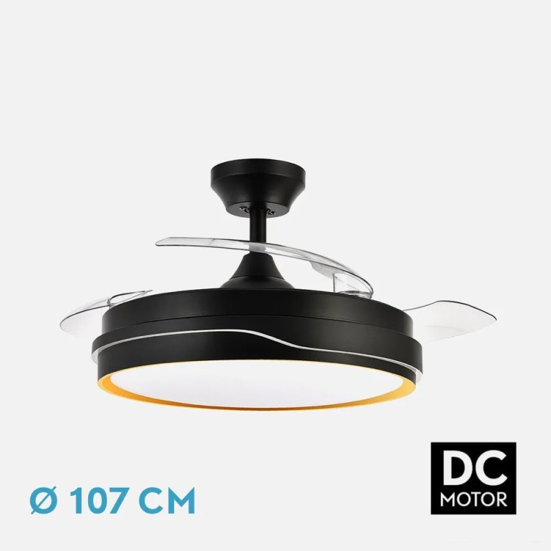 Ventilador Dc Tempano Negro/oro 72w 3aspas 107d 7200lm 6vel 3000k,4500k,6000k, Remoto+temporizador+memoria Ventilador Dc Tempano Negro/oro 72w 3aspas 107d 7200lm 6vel 3000k,4500k,6000k, Remoto+temporizador+memoria
