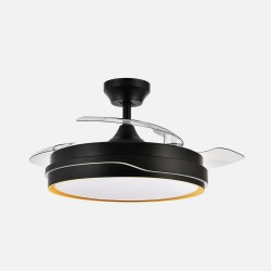 Ventilador Dc Tempano Negro/oro 72w 3aspas 107d 7200lm 6vel 3000k,4500k,6000k, Remoto+temporizador+memoria