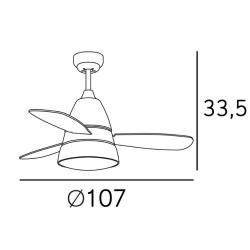 Ventilador Iseran Cromo 2xe27 3 Aspas Metacrilato Acido 33.5x107d C.remoto