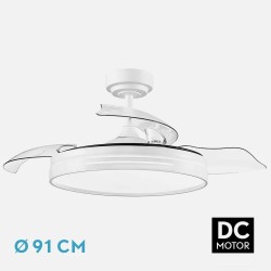 Ventilador Dc 48w Micenas Cuero 3asp. 91d 6vel 4800 Lm 3000-4500-6000k Remoto+memoria+temporizador 25