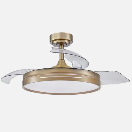 Ventilador Dc 48w Micenas Cuero 3asp. 91d 6vel 4800 Lm 3000-4500-6000k Remoto+memoria+temporizador 25