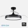 Ventilador Dc 48w Micenas Cuero 3asp. 91d 6vel 4800 Lm 3000-4500-6000k Remoto+memoria+temporizador 25