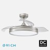 Ventilador Dc 48w Micenas Cuero 3asp. 91d 6vel 4800 Lm 3000-4500-6000k Remoto+memoria+temporizador 25