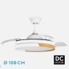 Ventilador Dc Emperador 72w Negro/haya 3aspas Desplegables 108d 7200lm 3000-4000-6000k Remoto+ Memoria+ Temporizador