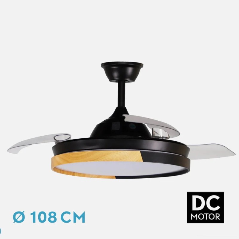Ventilador Dc Emperador 72w Negro/haya 3aspas Desplegables 108d 7200lm 3000-4000-6000k Remoto+ Memoria+ Temporizador Ventilador Dc Emperador 72w Negro/haya 3aspas Desplegables 108d 7200lm 3000-4000-6000k Remoto+ Memoria+ Temporizador