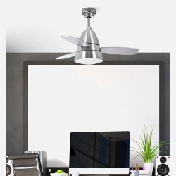 Ventilador Iseran Cromo 2xe27 3 Aspas Metacrilato Acido 33.5x107d C.remoto