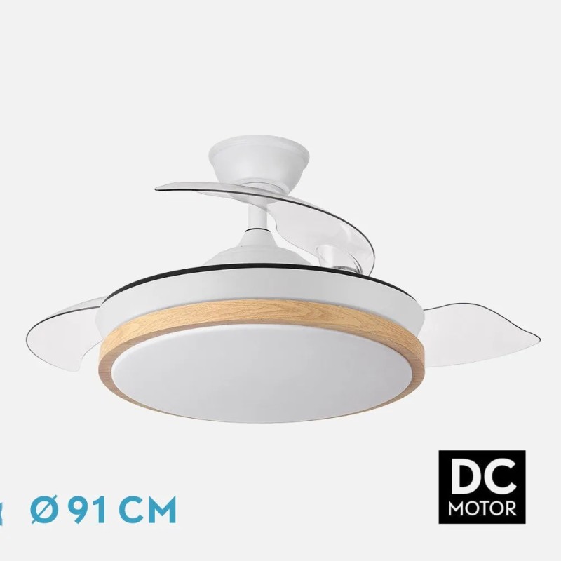 Ventilador Dc Evros Blanc/hay 72w 6120lm 91d 3aspas Desplegables 3000-4000-6000k Remoto, Temporizador, Memoria Ventilador Dc Evros Blanc/hay 72w 6120lm 91d 3aspas Desplegables 3000-4000-6000k Remoto, Temporizador, Memoria