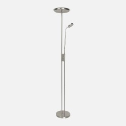 Pie De Salon Antares 20w+7w 4000k C/lector Niquel 183x25x25 Cm Tactil c/reg.Intensidad Y Memoria