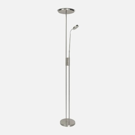 Pie De Salon Antares 20w+7w 4000k C/lector Niquel 183x25x25 Cm Tactil c/reg.Intensidad Y Memoria