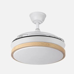 Ventilador Dc Evros Blanc/hay 72w 6120lm 91d 3aspas Desplegables 3000-4000-6000k Remoto, Temporizador, Memoria