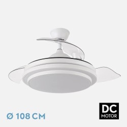 Ventilador Dc Ibe 59w 6980lm Negro 3 Asp.desp. 107d 3000-4000-6000k Remoto, Memoria Y Temporizador