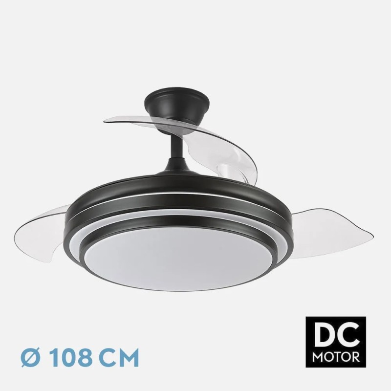 Ventilador Dc Ibe 59w 6980lm Negro 3 Asp.desp. 107d 3000-4000-6000k Remoto, Memoria Y Temporizador Ventilador Dc Ibe 59w 6980lm Negro 3 Asp.desp. 107d 3000-4000-6000k Remoto, Memoria Y Temporizador