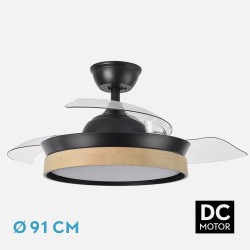 Ventilador Dc Iglu Blanc/hay 72w 6120lm 91d 3asp.desplegables 3000-4000-6000k Remoto, Temporizador, Memoria