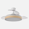 Ventilador Dc Iglu 59w 6980lm Blanco/haya 3asp.despl. 32/47x50/107d.3colores, Remoto, Reg.intensidad, Temporizador, Memoria