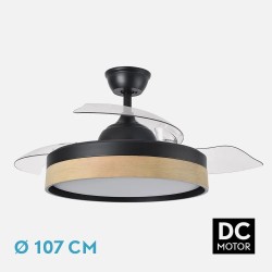 Ventilador Dc Iglu 59w 6980lm Blanco/haya 3asp.despl. 32/47x50/107d.3colores, Remoto, Reg.intensidad, Temporizador, Memoria