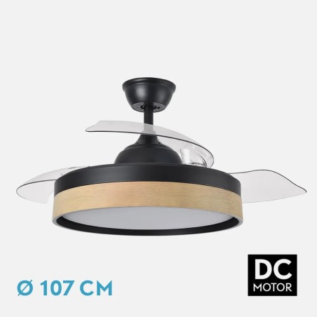 Ventilador Dc Iglu 59w 6980lm Blanco/haya 3asp.despl. 32/47x50/107d.3colores, Remoto, Reg.intensidad, Temporizador, Memoria
