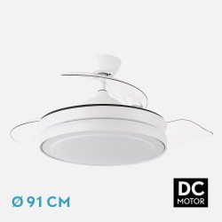 Ventilador Dc Esparta Mini Blanco 72w 6120lm 3asp.desp 91d 3000-4000-6000k Remoto+temporizador+memoria