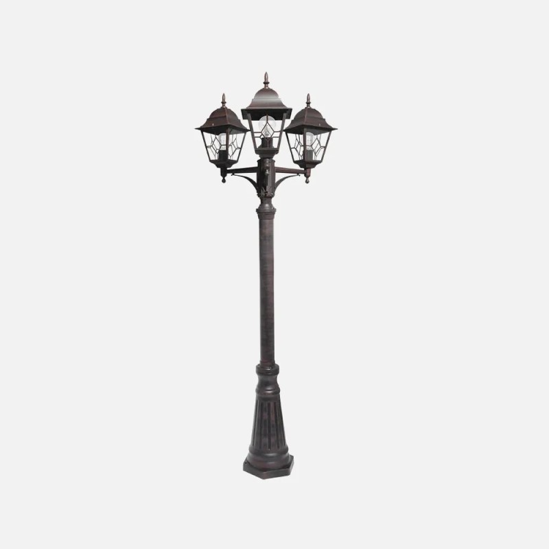 Farola Exterior Aluminio Bootes 3xe27 Marron Ip44 228x62x62 Cm Farola Exterior Aluminio Bootes 3xe27 Marron Ip44 228x62x62 Cm
