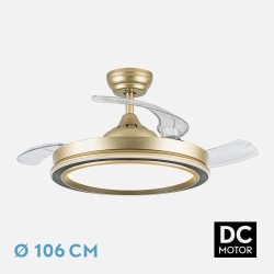 Ventilador Dc Picolo 72w 6226lm Negro/oro 3 Aspas Desp. 106d 3000-4000-6500k Remoto, Memoria