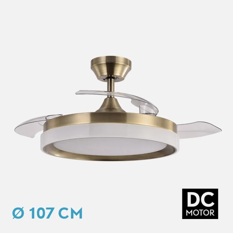 Ventilador Dc Zenit Cuero 72w 3aspas Desplegables 107d 7200lm 6vel 3000k,4500k,6000k, Remoto+temporizador+memoria Ventilador Dc Zenit Cuero 72w 3aspas Desplegables 107d 7200lm 6vel 3000k,4500k,6000k, Remoto+temporizador+memoria