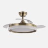 Ventilador Dc Zenit Cuero 72w 3aspas Desplegables 107d 7200lm 6vel 3000k,4500k,6000k, Remoto+temporizador+memoria