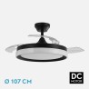 Ventilador Dc Zenit Cuero 72w 3aspas Desplegables 107d 7200lm 6vel 3000k,4500k,6000k, Remoto+temporizador+memoria