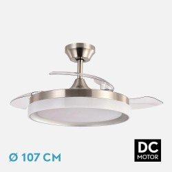 Ventilador Dc Zenit Cuero 72w 3aspas Desplegables 107d 7200lm 6vel 3000k,4500k,6000k, Remoto+temporizador+memoria