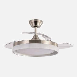Ventilador Dc Zenit Cuero 72w 3aspas Desplegables 107d 7200lm 6vel 3000k,4500k,6000k, Remoto+temporizador+memoria