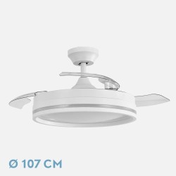 Ventilador Dc Cerrato Niquel 72w 3aspas Desplegables 107d 7200lm 6vel 3000k,4500k,6000k, Remoto+temporizador+memoria