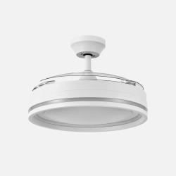 Ventilador Dc Cerrato Niquel 72w 3aspas Desplegables 107d 7200lm 6vel 3000k,4500k,6000k, Remoto+temporizador+memoria