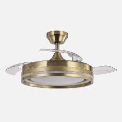 Ventilador Dc Cerrato Niquel 72w 3aspas Desplegables 107d 7200lm 6vel 3000k,4500k,6000k, Remoto+temporizador+memoria