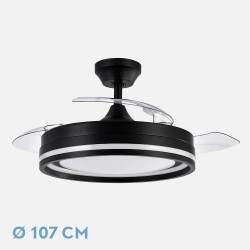 Ventilador Dc Cerrato Niquel 72w 3aspas Desplegables 107d 7200lm 6vel 3000k,4500k,6000k, Remoto+temporizador+memoria
