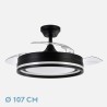 Ventilador Dc Cerrato Niquel 72w 3aspas Desplegables 107d 7200lm 6vel 3000k,4500k,6000k, Remoto+temporizador+memoria