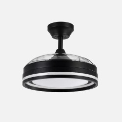 Ventilador Dc Cerrato Niquel 72w 3aspas Desplegables 107d 7200lm 6vel 3000k,4500k,6000k, Remoto+temporizador+memoria